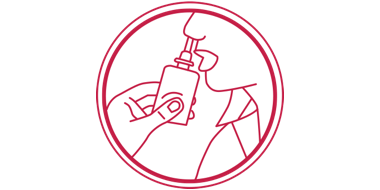 Ilustrație a unei mâini care pulverizează din sticla de Afrin® Pump Mist în nas