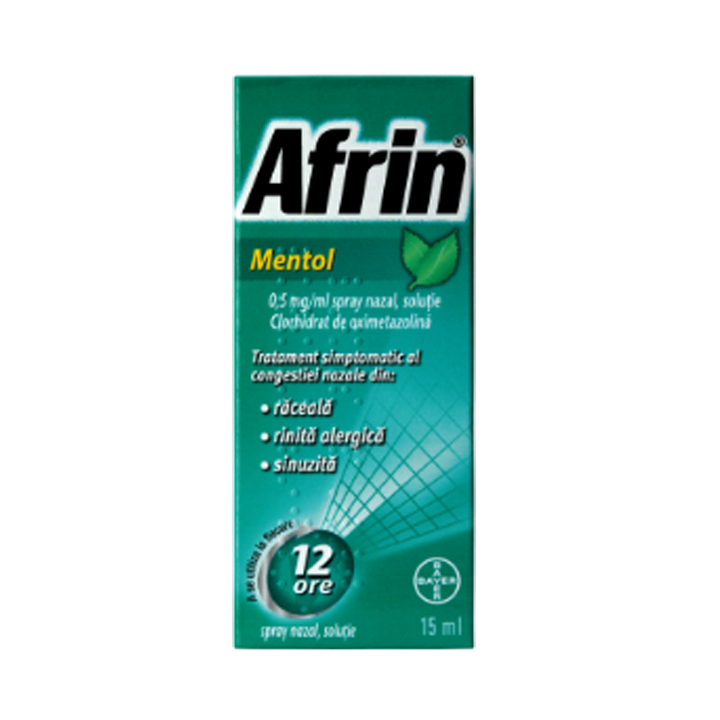 Pachetul Afrin Mentol 0,5 mg/ml spray nazal (15ml)